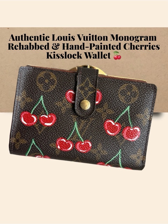 Louis Vuitton Handbags - Authentic Louis Vuitton Monogram Kisslock Wallet with Hand-Painted Cherries 🍒